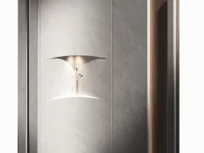 Corner wall section Plaster and wood niche partition 3D model