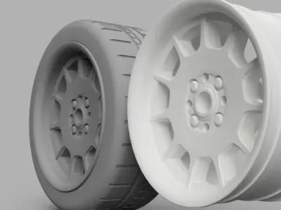 12MM HEX RC Wheels Work Emotion RS 11 with and without tires 3D print model