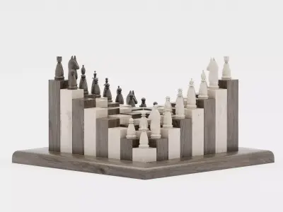 new wooden chess parametric 3D model