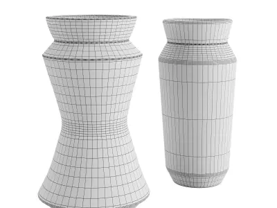 Set of 2 small ceramic vases 3D model