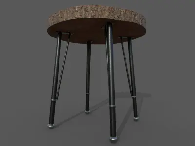 Wooden Coffe Table Low-Poly PBR Game Ready 3D Model Low-poly 3D model