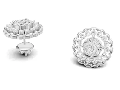 Pointer Diamond Cluster Studs For Women 3D print model