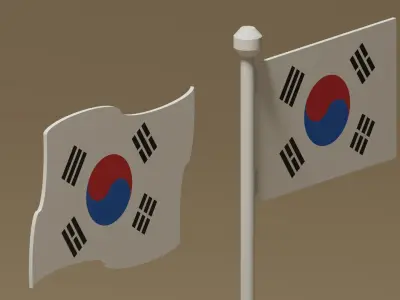 Cartoon Korean Flag 3D model