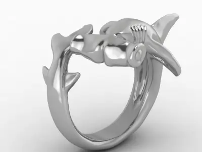 Hammerhead shark massive ring 3D print model