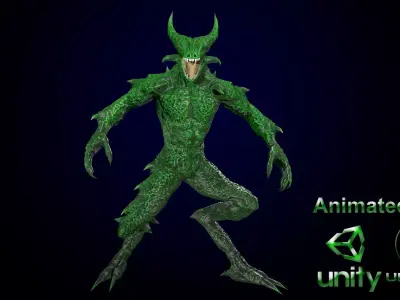 Monster reptilian Low-poly 3D model