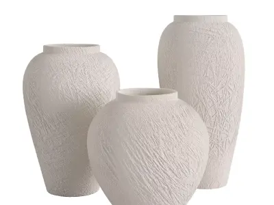 Set simple elegant ceramic vase 3D model