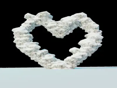 Ice and snow heart winter terrain for garden and lanscape 3D model