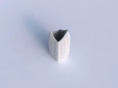 Vase double arc rectangle with wavy grid piramides 3D print model