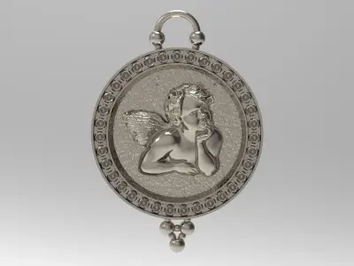 Pendant 3D print model cupid in silver and gold 3D print model
