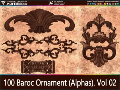 100 Baroc Ornament Alphas Volume 02 Low-poly 3D model