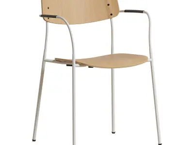 Ella Chair Four Legs base Laminate Long Armrest By Martela 3D model