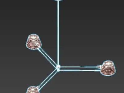 spread chandelier with three lamps hanging from it 3D model