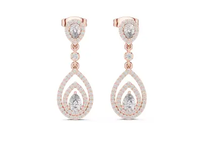   Teardrop Diamond Dangle Earrings 3D print model