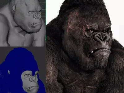 Realistic Gorilla 3D Model High Resolution Game Film Ready 3D model