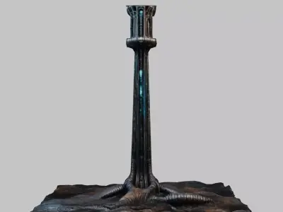 Biopunk HR Giger COLUMN  Low-poly 3D model