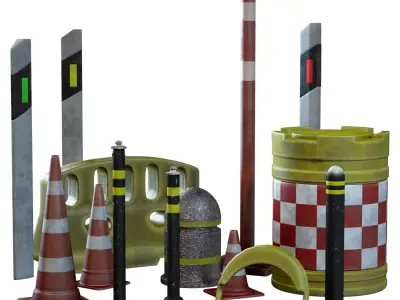  Road Parking Set Low-poly 3D model