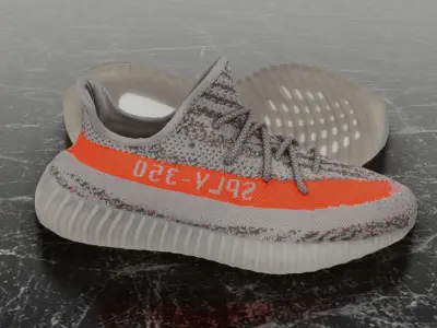 ADIDAS YEEZY BOOST 350 V2 BELUGA REFLECTIVE 3D SHOES Low-poly 3D model