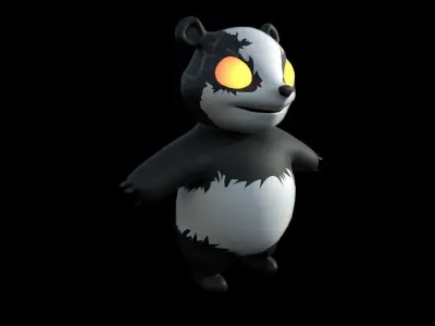 3D panda bear with glowing eyes Low-poly 3D model