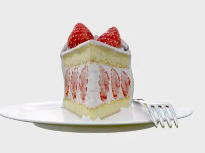 Slice of stawberry cake 3D model