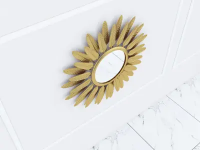 Decorative Metal Mirror plants with gold m9 3D model