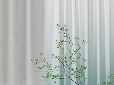 Curtain Blue Modern 3D model