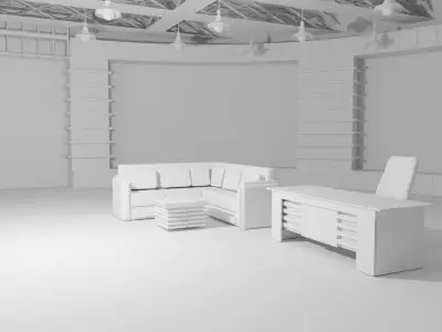 Talk Show TV Studio - No Material Low-poly 3D model