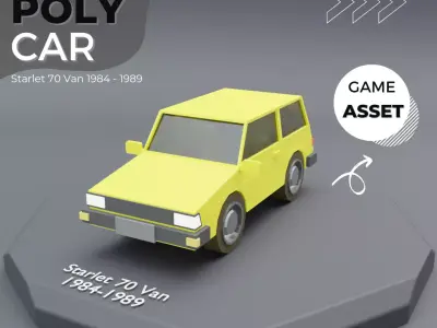 Six Model  Low Poly Japan Cars 80s 90s Low-poly 3D model