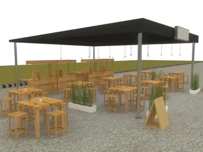 tent cafe tenda Free low-poly 3D model