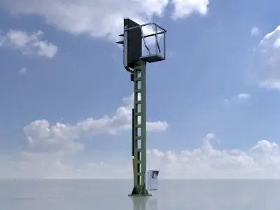 KS Railway Signal Post 4500mm Version-1 Low-poly 3D model