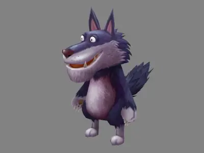 Cartoon big bad wolf Low-poly 3D model