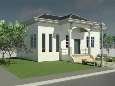 3 Bedroom  modern House Model Low-poly 3D model