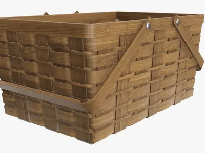 Wicker basket picnic with handles dark brown 3D model