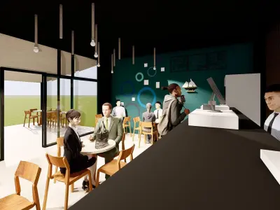 small cafe Low-poly 3D model