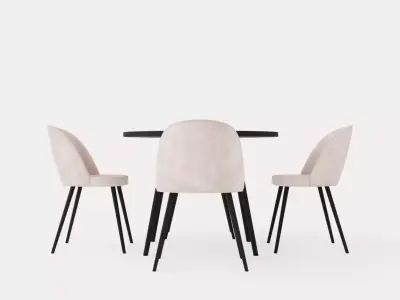 Pelle Food Group 100 Cm Round With 4 Valerie Chair Low-poly 3D model