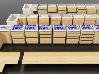 Kitchens and closets library of dynamic blocks Kitchen cabinet Low-poly 3D model