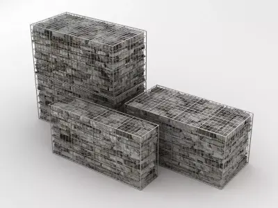 Gabion Stone Wall Baskets 002 3D model