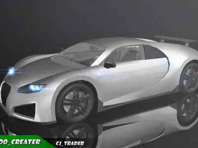 Lowpoly Bugatti Veyron Racing Car 3D Model Low-poly 3D model