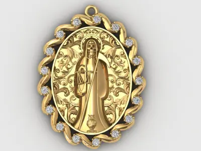  santa muerte holy death small size pendant 3D STL 3DM skull 3D print model