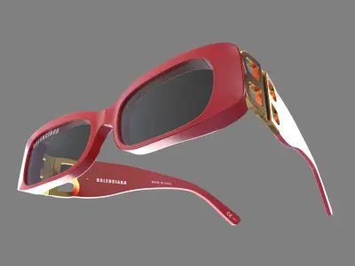 Balenciaga glasses - BB0096S red Low-poly 3D model