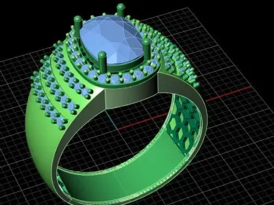 Gents Diamond Ring 3dm render 3D print model 3D print model