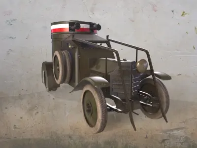 WWI Armored Car Lancia 1ZM 1916 Low-poly 3D model