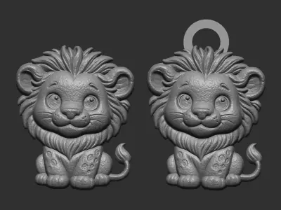 cartoon lion keychain cnc model 3D print model