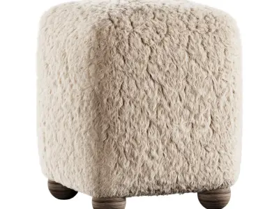 L Enchere Square Wool Ottoman 3D model