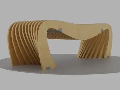 Brackets Outdoor Landscape Bench 3D model