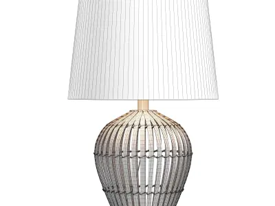 Stone Beam Modern Rattan Table Lamp Low-poly 3D model