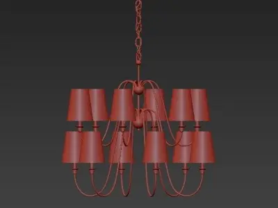 Catalog brass chandelier with shades 3D model