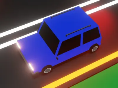 Low poly car driving on road Free low-poly 3D model