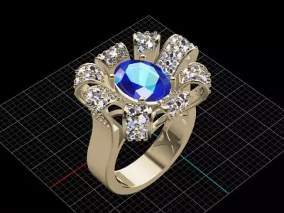 Ornate Ruby Diamond Ring 3D Model  Luxury Jewelry Design 3D print model