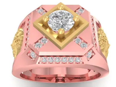 Luxury Medusa Diamond Signet Ring 3D Model 2756 3D print model