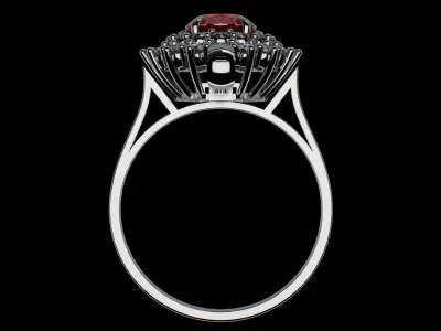 Red Diamond Halo Ring and Pendant 3D print model
